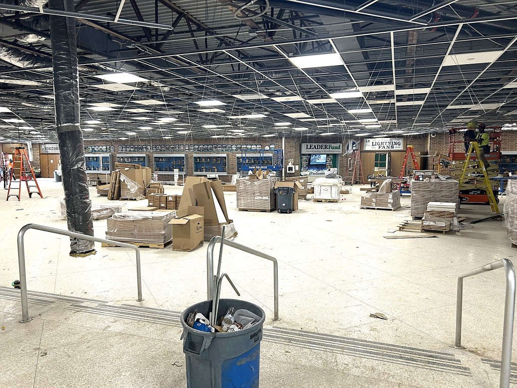 July 31, 2025: New LHS chiller, lighting, fire suppression units, choir room flooring installed, work continues on auditorium